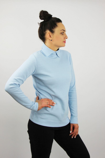 Свитер вязаный хлопковый с длинным рукавом голубой Полесье С3703-22 2С5275-Д43 170,176 бледно-голубой - фото 2