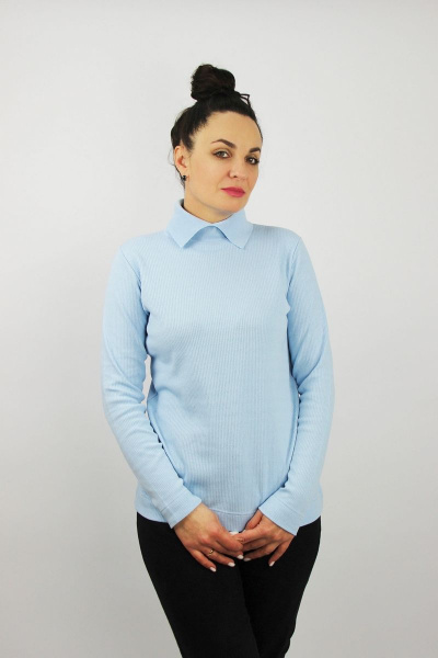 Свитер вязаный хлопковый с длинным рукавом голубой Полесье С3703-22 2С5275-Д43 170,176 бледно-голубой - фото 1