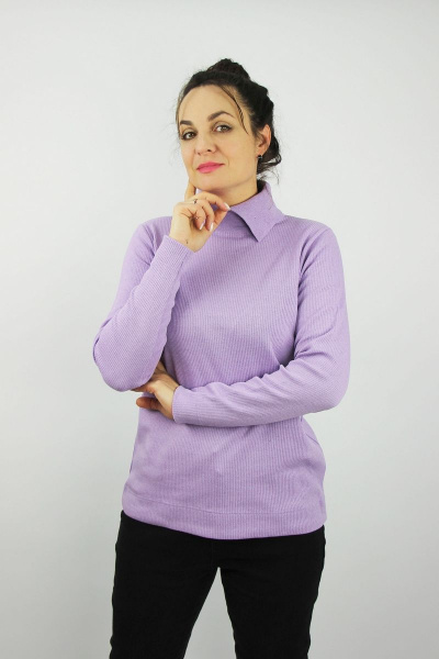 Демисезонный вязаный свитер с разрезом и воротником Полесье С3703-22 2С5275-Д43 170,176 лиловый - фото 1