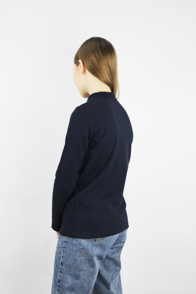 джемпер прямого силуэта из хлопка с разрезом на воротнике Полесье С9805-22 2С5261-Д43 134,140 т.синий - фото 3