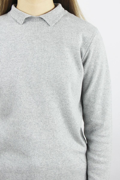 джемпер прямого силуэта из хлопка с разрезом на воротнике Полесье С9805-22 2С5262-Д43 158,164 св.серый_меланж - фото 3