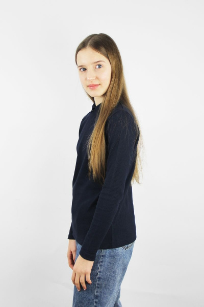 джемпер прямого силуэта из хлопка с разрезом на воротнике Полесье С9805-22 2С5262-Д43 152,158 т.синий - фото 2