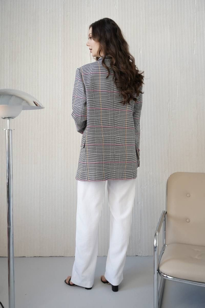 Костюм женский жакет и брюки классического кроя BARBARA B165 клетка+белый - фото 5