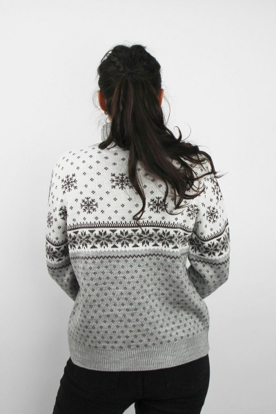 Серый трикотажный прямой свитер с отложным воротником Полесье С3698-22 2С5266-Д43 158,164 дымок - фото 3