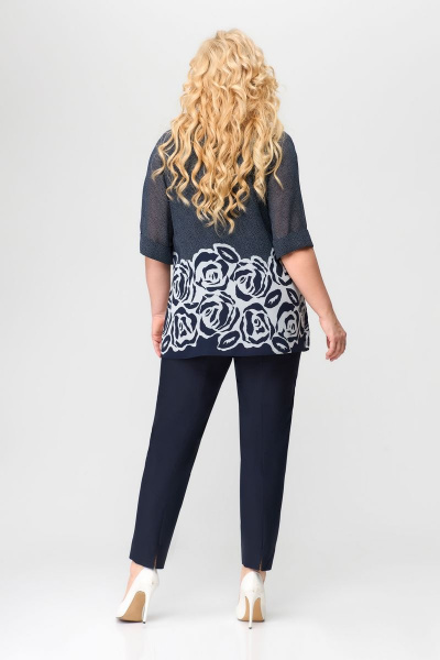 Блуза, брюки Svetlana-Style 1662 синий+цветы - фото 2