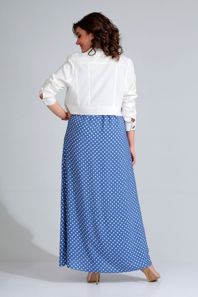 Платье и жакет летний повседневный стиль из текстиля Liona Style 589 синий-горох - фото 2