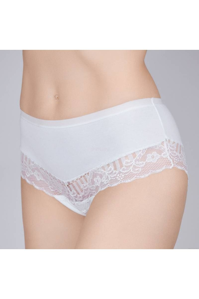 Трусы-слит из полотна и кружева с высокой посадкой Verally 1166-1 белый - фото 3