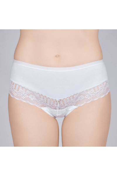 Трусы-слит из полотна и кружева с высокой посадкой Verally 1166-1 белый - фото 1