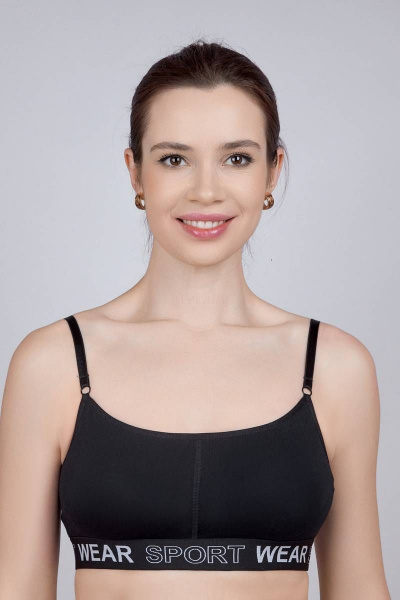 Бюстье из эластичного хлопка с широкой тесьмой Verally 2105-1 черный - фото 1