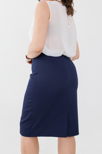 Юбка-карандаш до колена с карманами и шлицей сбоку Anelli 1313 синий - фото 4