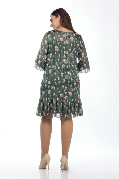 Платье и туника из текстиля с нагрудными вытачками и воланами Lady Style Classic 1566/20 зеленый_с_бежевым - фото 4