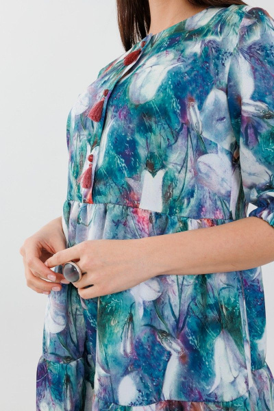 Платье с ярким принтом и воланами, свободный силуэт Anelli 833 тюльпан - фото 4