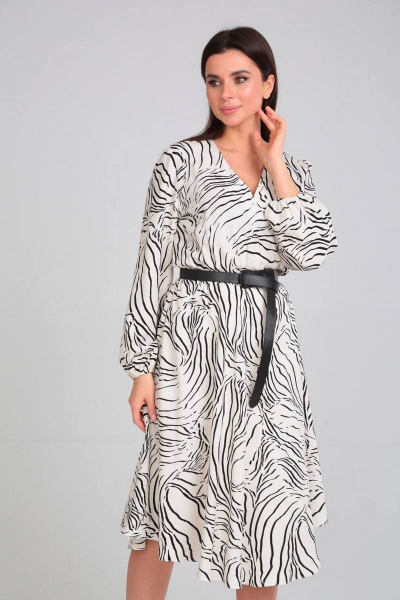 Платье из вискозы с запахом и ремнем из экокожи Verita 2200 - фото 4