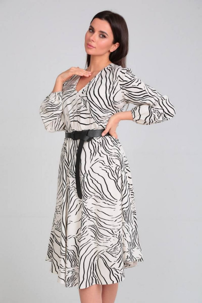 Платье из вискозы с запахом и ремнем из экокожи Verita 2200 - фото 3