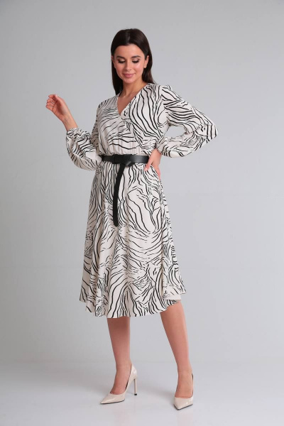 Платье из вискозы с запахом и ремнем из экокожи Verita 2200 - фото 1