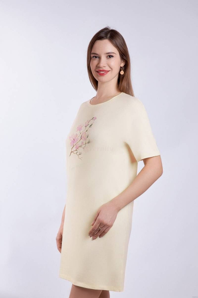 бежевый домашний сорочка из хлопка и трикотажа Verally 392-1 магнолия - фото 3