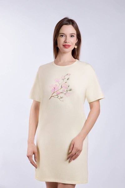 бежевый домашний сорочка из хлопка и трикотажа Verally 392-1 магнолия - фото 1