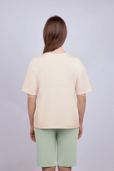 Домашняя пижама из хлопка и лайкры майка оверсайз и шорты с принтом Verally 393-1 магнолия - фото 2