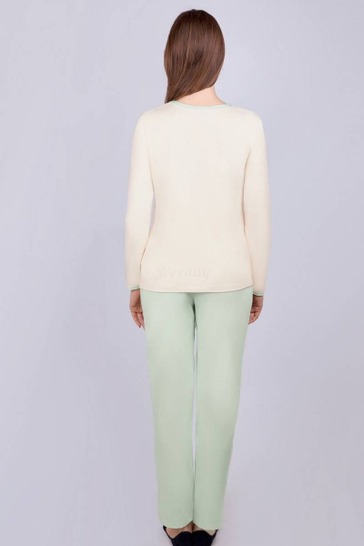 Домашний костюм из трикотажа брюки и лонгслив с принтом Verally 394-1 магнолия - фото 2