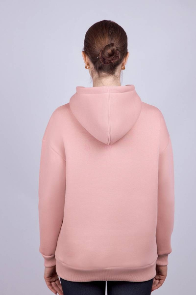 Круглогодичный худи из трикотажа с капюшоном и хлопком Verally 486-1 пудра - фото 2