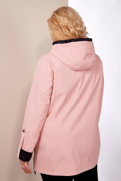 Куртка демисезонная полуприлегающая с контрастным капюшоном Shetti 2116 пудра - фото 8