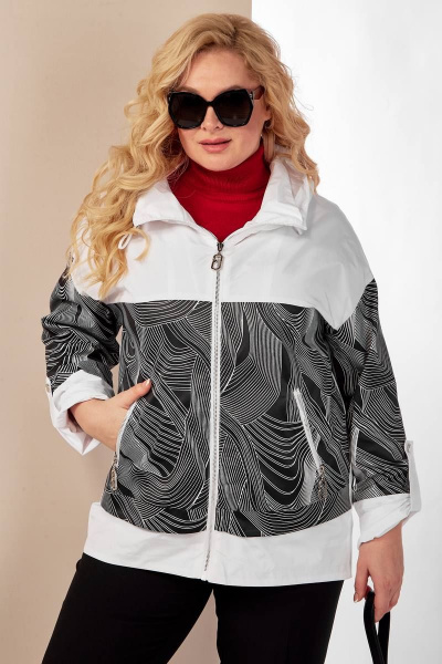 Куртка демисезонная прямого фасона с кокеткой и капюшоном Shetti 2117 белый - фото 6