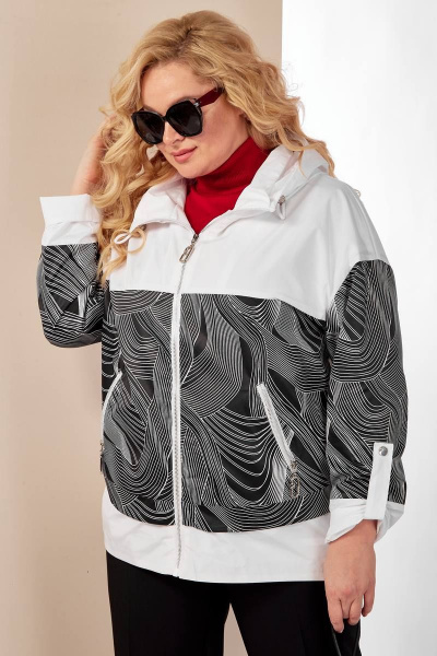 Куртка демисезонная прямого фасона с кокеткой и капюшоном Shetti 2117 белый - фото 5