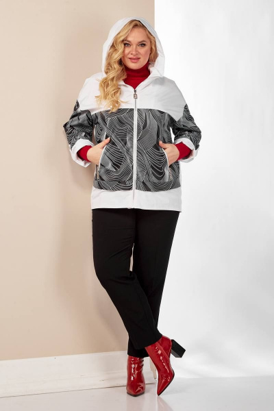 Куртка демисезонная прямого фасона с кокеткой и капюшоном Shetti 2117 белый - фото 3