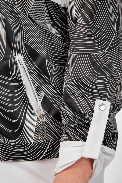 Куртка демисезонная прямая с рисунком и капюшоном Shetti 2117 черный - фото 9