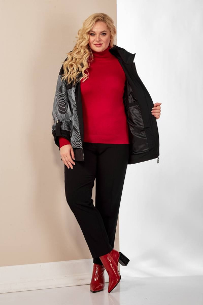 Куртка демисезонная прямая с рисунком и капюшоном Shetti 2117 черный - фото 7