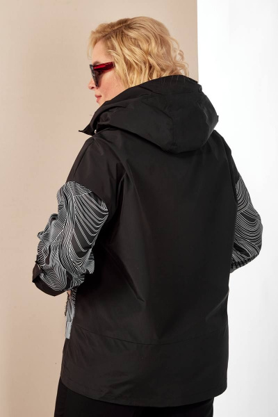 Куртка демисезонная прямая с рисунком и капюшоном Shetti 2117 черный - фото 6
