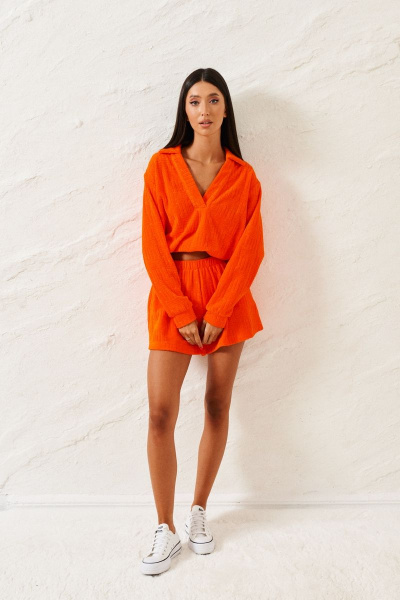 Джемпер свободного кроя из махровой ткани с V-образным вырезом ANNETE A698 - фото 1