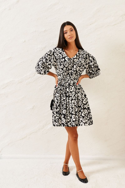 Платье из хлопка с цветочным принтом и полуприлегающим силуэтом ANNETE A3348 - фото 2