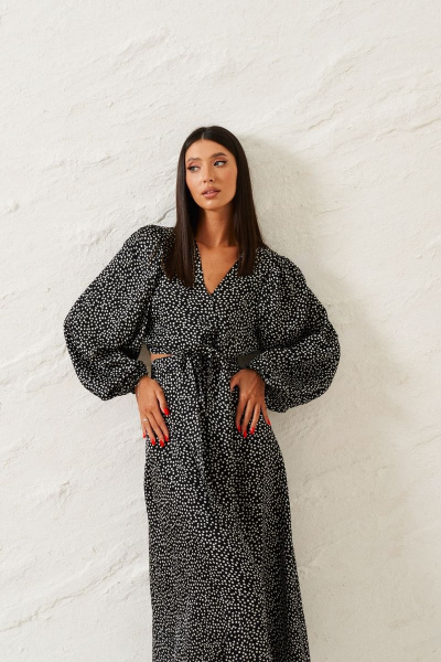 Летний комплект из укороченной рубашки и юбки с цветочным принтом ANNETE A4134 - фото 7