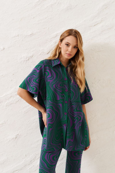 Летний комплект брюки и туника из трикотажа с принтом ANNETE A4130 - фото 2