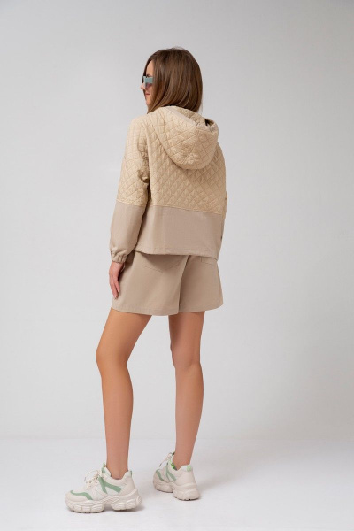 Бежевые хлопковые шорты с молнией и карманами Mixan 3032 - фото 5