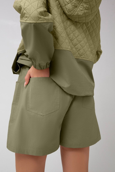 Зеленые хлопковые шорты с карманами и резинкой Mixan 3032/1 - фото 4