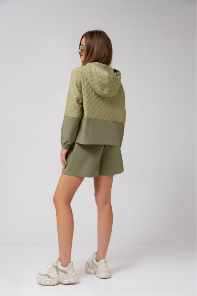 Зеленые хлопковые шорты с карманами и резинкой Mixan 3032/1 - фото 3