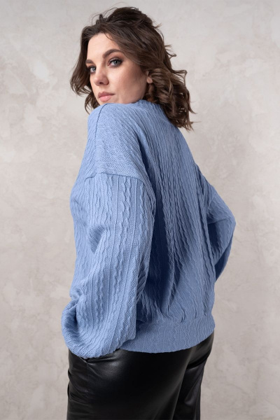 Голубой вязаный кардиган свободного кроя на пуговицах Avanti С-103 - фото 5