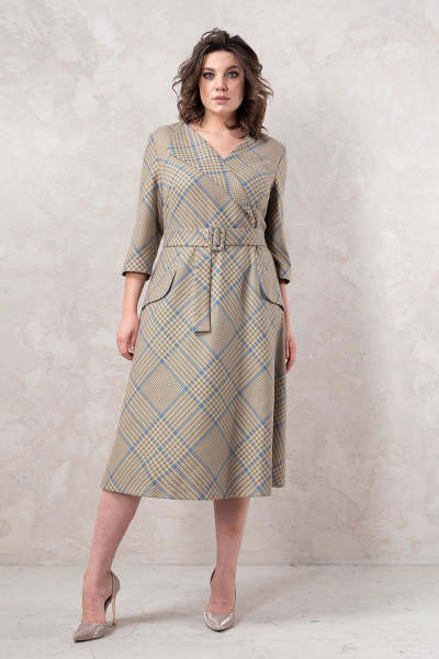 Платье из костюмной ткани с имитацией карманов и съемным поясом Avanti 1405 - фото 1