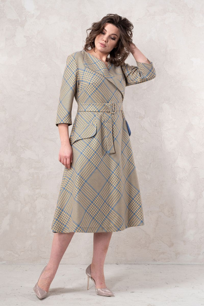 Платье из костюмной ткани с имитацией карманов и съемным поясом Avanti 1405 - фото 4