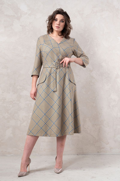 Платье из костюмной ткани с имитацией карманов и съемным поясом Avanti 1405 - фото 3