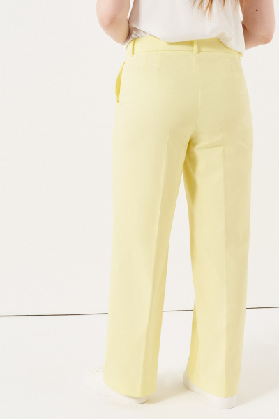 Классические брюки с высокой посадкой из хлопка для офиса Панда 137260w желтый - фото 3