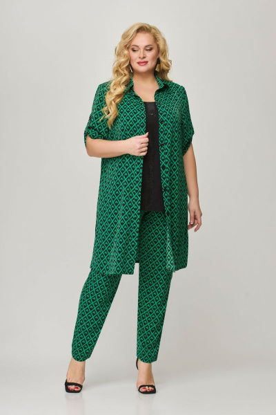 Брюки, кардиган, топ Svetlana-Style 1880 зеленый+черный - фото 1
