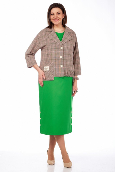Жакет, платье Matini 1.1573 зелень+клетка - фото 5
