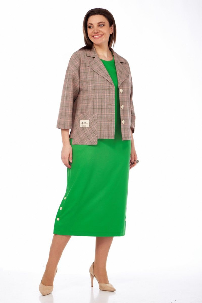 Жакет, платье Matini 1.1573 зелень+клетка - фото 4