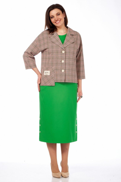 Жакет, платье Matini 1.1573 зелень+клетка - фото 6