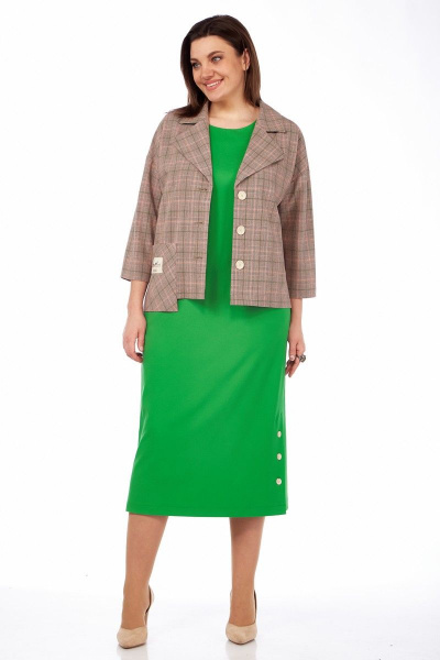 Жакет, платье Matini 1.1573 зелень+клетка - фото 2