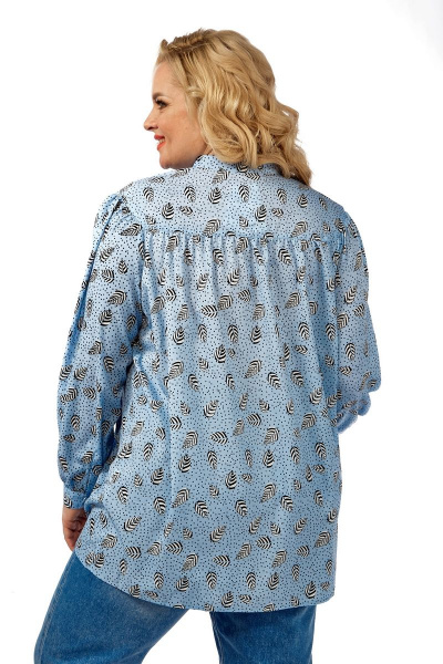 Блуза свободного кроя из шифона с женственной сборкой Michel chic 760 голубой - фото 5