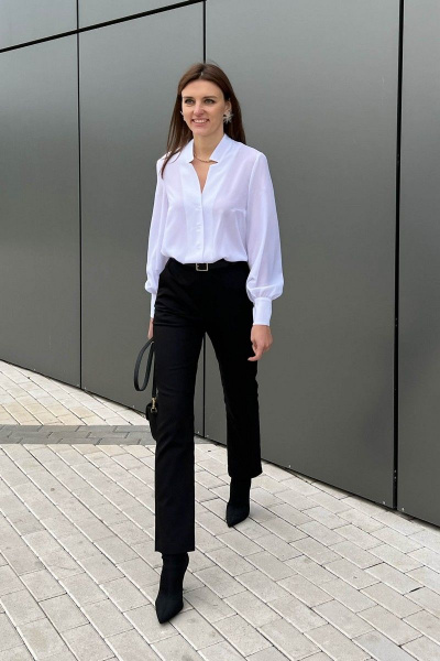 Белая шифоновая блуза с объемным рукавом i3i Fashion 200/1 белый - фото 3